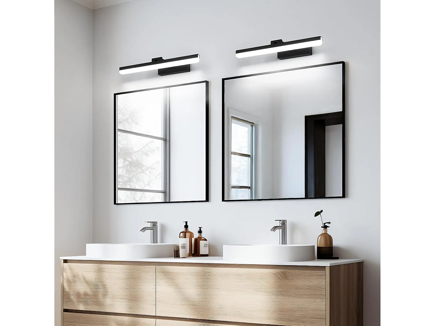 Lampe Miroir LED Salle de Bains 9W 40CM, IP44 Étanche Lumiere Miroir Salle de Bain Moderne, Applique Murale 180° Rotatif 6500K Blanc Froid, Schwarz