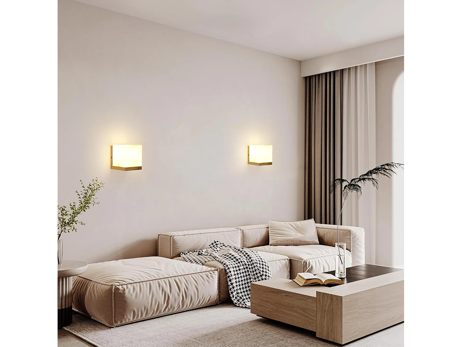 Applique Murale Intérieur Vintage, Moderne Lampe Murale en Bois et Verre, E27 Applique Murale Bois pour Chambre Salon Couloir Salle à Manger, Cuisine