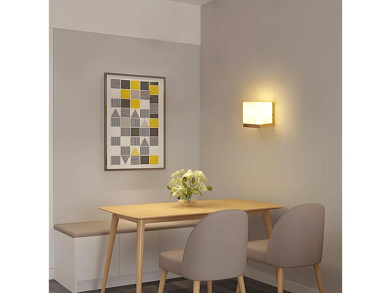 Applique Murale Intérieur Vintage, Moderne Lampe Murale en Bois et Verre, E27 Applique Murale Bois pour Chambre Salon Couloir Salle à Manger, Cuisine