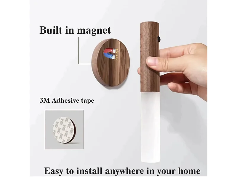 Lampe murale magnétique à LED USB avec détecteur de mouvement, idéale pour une cuisine, un placard, une chambre à coucher ou des escaliers,A