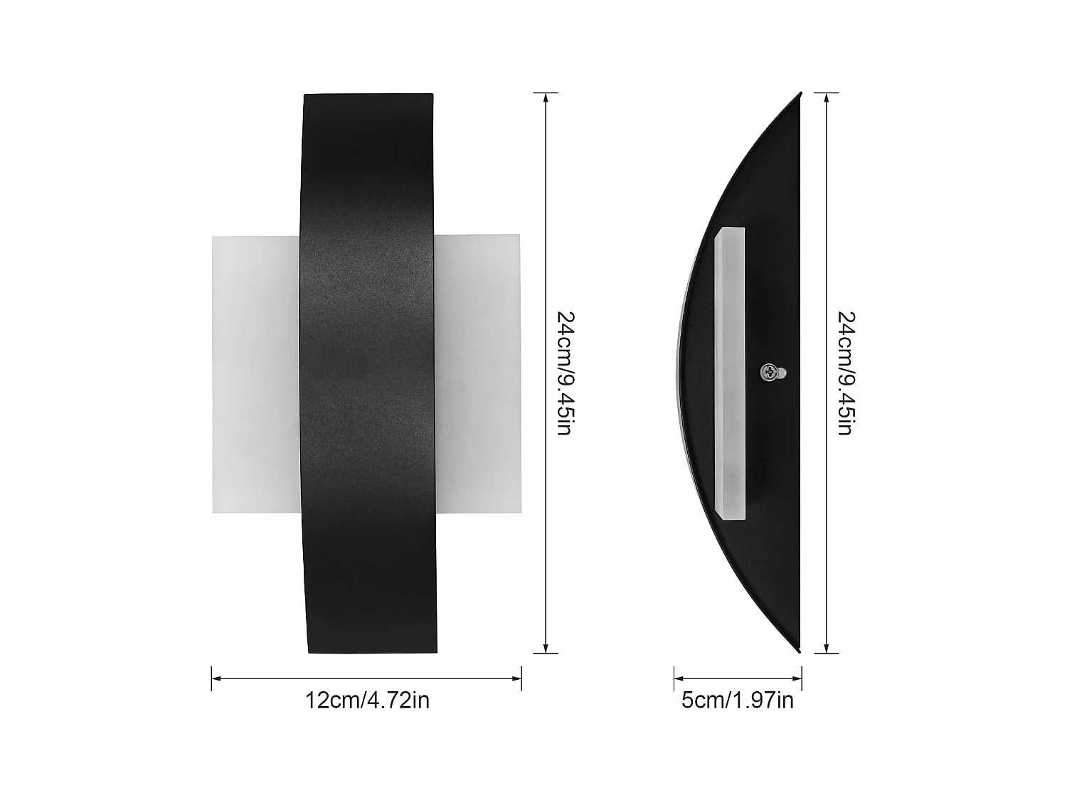 Applique Murale Intérieure LED, 12W 1350LM Lampe Murale LED Moderne Noir, Luminaire Mural LED en Acrylique pour Chambre, Salon, Couloir, Escalier, Blanc Chaud 3000K