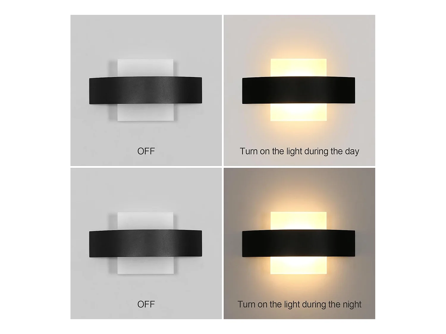 Applique Murale Intérieure LED, 12W 1350LM Lampe Murale LED Moderne Noir, Luminaire Mural LED en Acrylique pour Chambre, Salon, Couloir, Escalier, Blanc Chaud 3000K