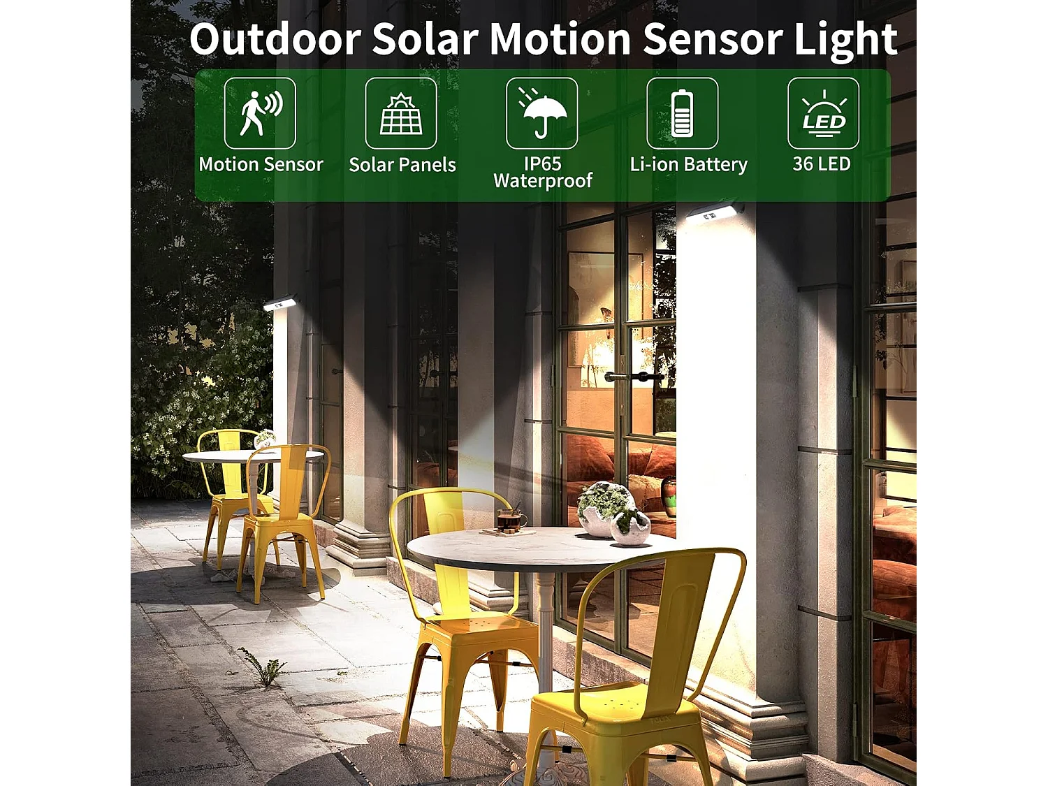 Lumières Solaires Extérieures, Applique Solaire 36 Leds Lumière Blanche IP65, Applique Solaire Exterieur Detecteur de Mouvement pour Jardin