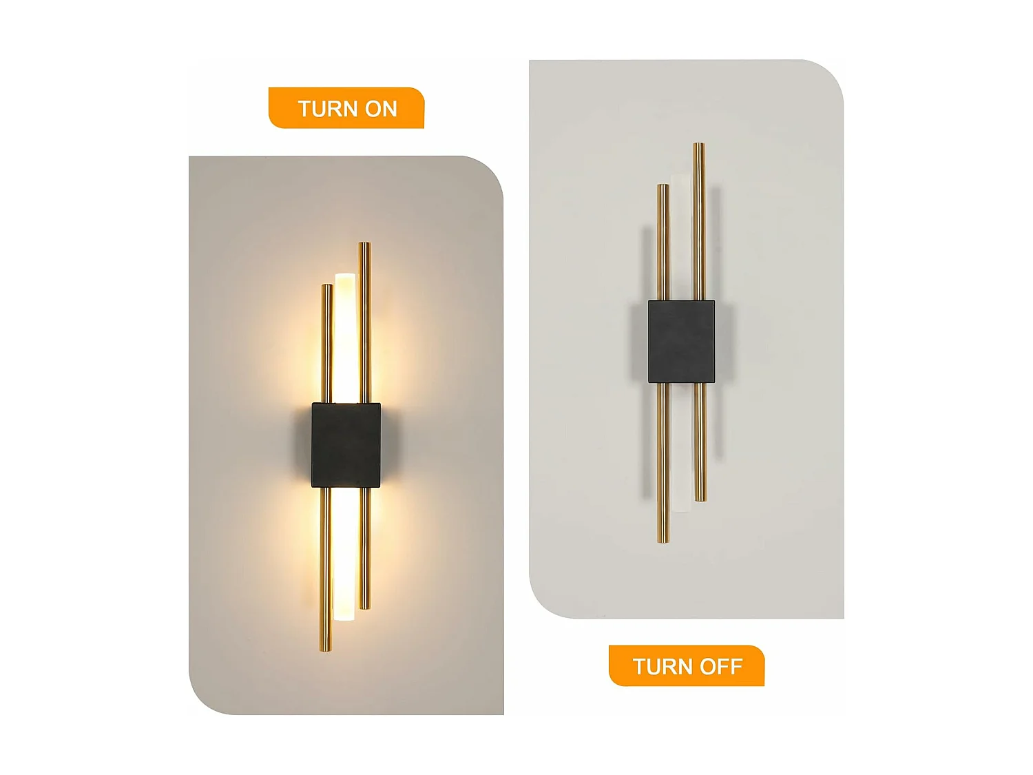 Applique Murale Intérieure LED, Moderne Lampe Murale 10W 3000K Lumière Chaude, Acrylique Luminaire Mural pour Salon Chambre Couloir Escalier, Noir+Or