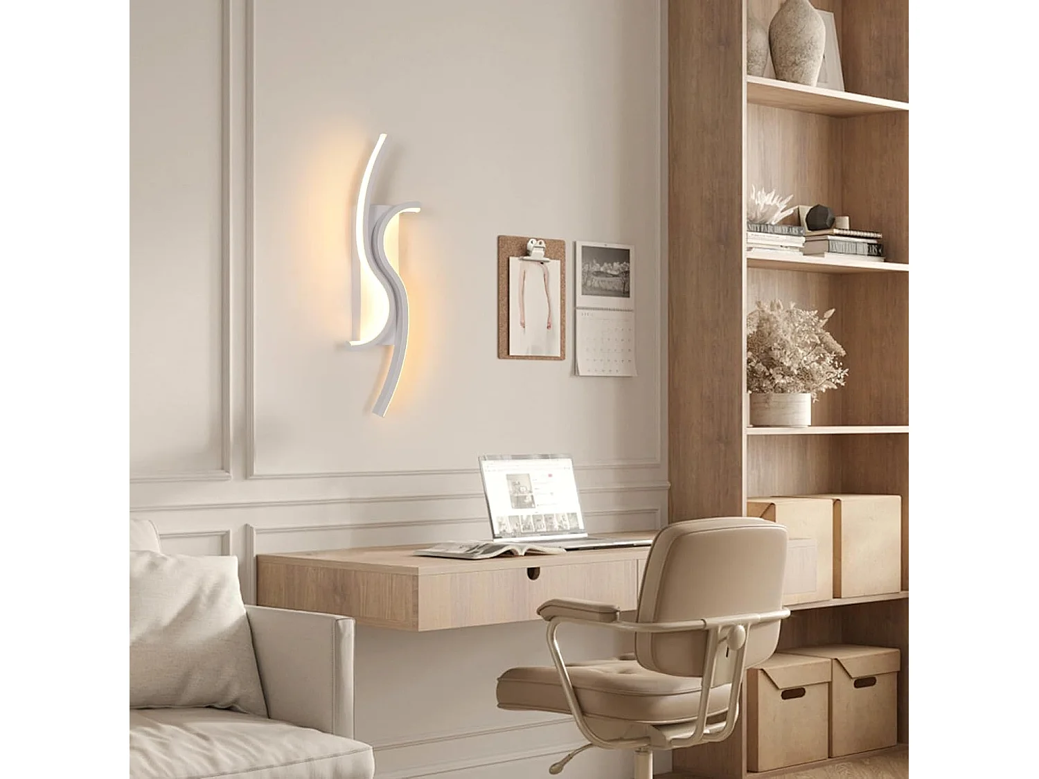 Applique Murale Intérieure LED, 12W 1350LM Lampe Murale Moderne, Éclairage Acrylique Luminaire Mural pour Chambre,Salon,Couloir,Blanc Chaud 3000K
