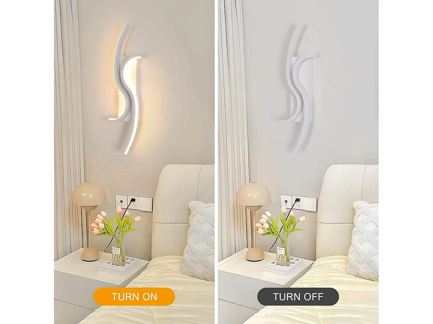 Applique Murale Intérieure LED, 12W 1350LM Lampe Murale Moderne, Éclairage Acrylique Luminaire Mural pour Chambre,Salon,Couloir,Blanc Chaud 3000K