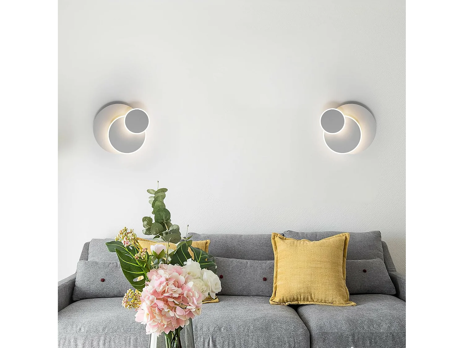 Applique Murale Moderne Intérieur LED,15W 1687LM Créatif 3 en 1 350° Rotatif Lampe Murale, Éclairage Acrylique Luminaire Mural,4500K Lumière Neutre