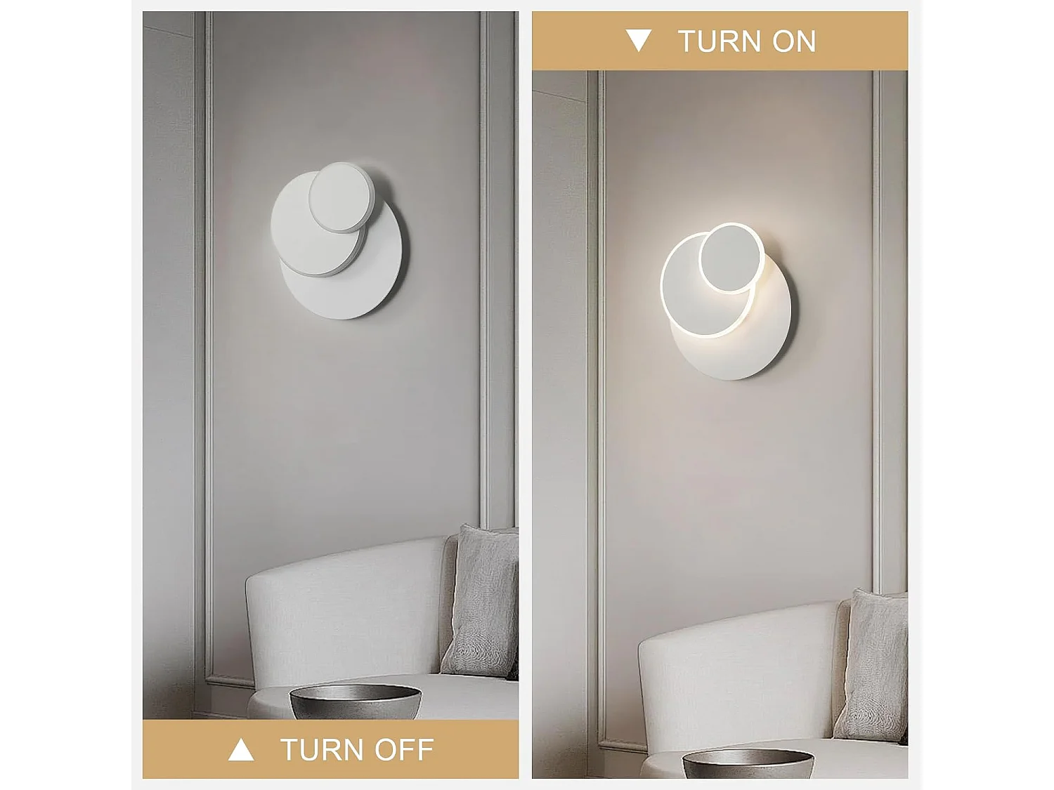 Applique Murale Moderne Intérieur LED,15W 1687LM Créatif 3 en 1 350° Rotatif Lampe Murale, Éclairage Acrylique Luminaire Mural,4500K Lumière Neutre