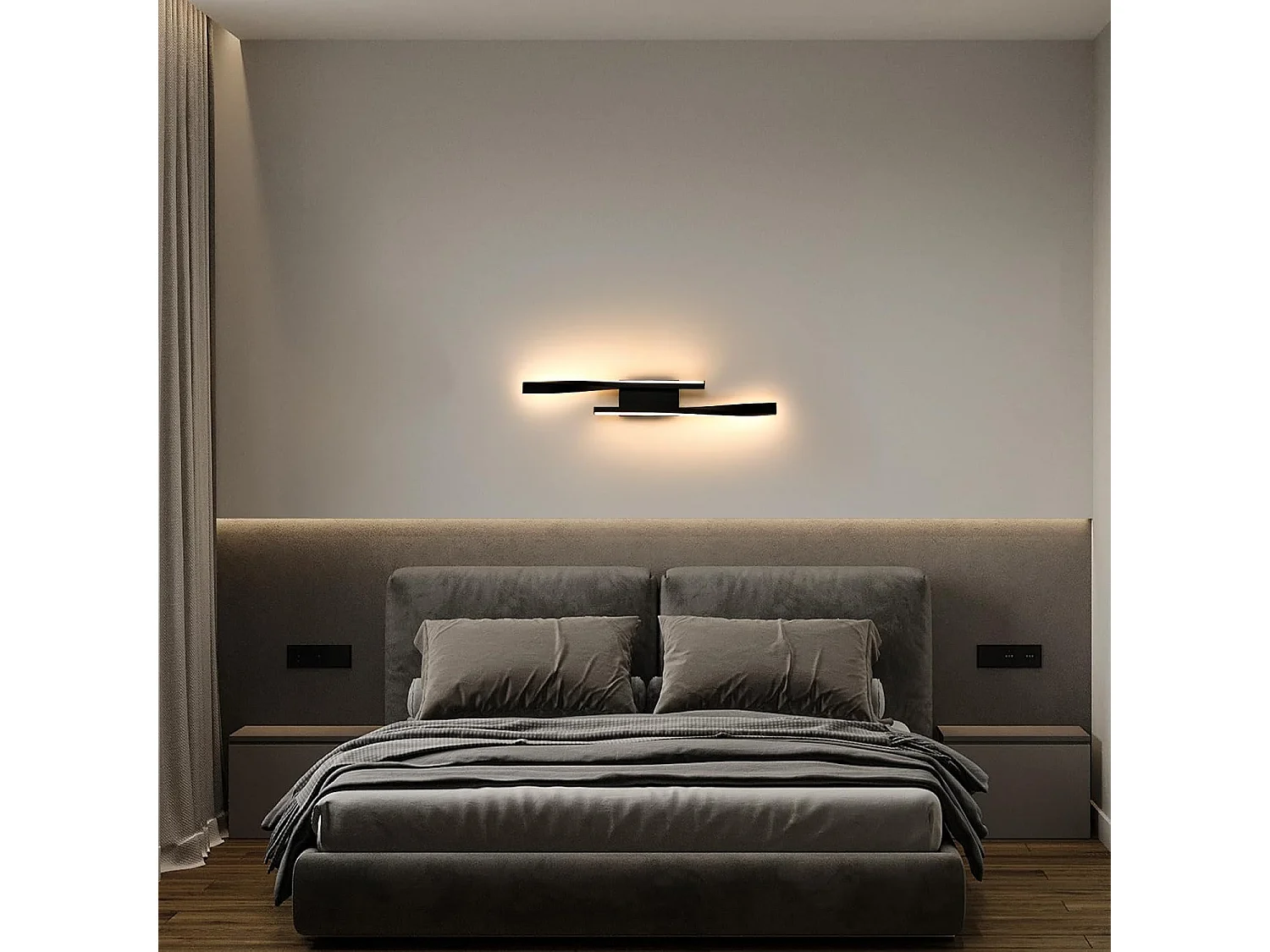 Applique Murale Intérieur LED,16W 2500LM Design Minimaliste Lampe Murale Moderne,Ligne Noire Applique Murale LED pour Chambre Salon,Blanc chaud 3000K