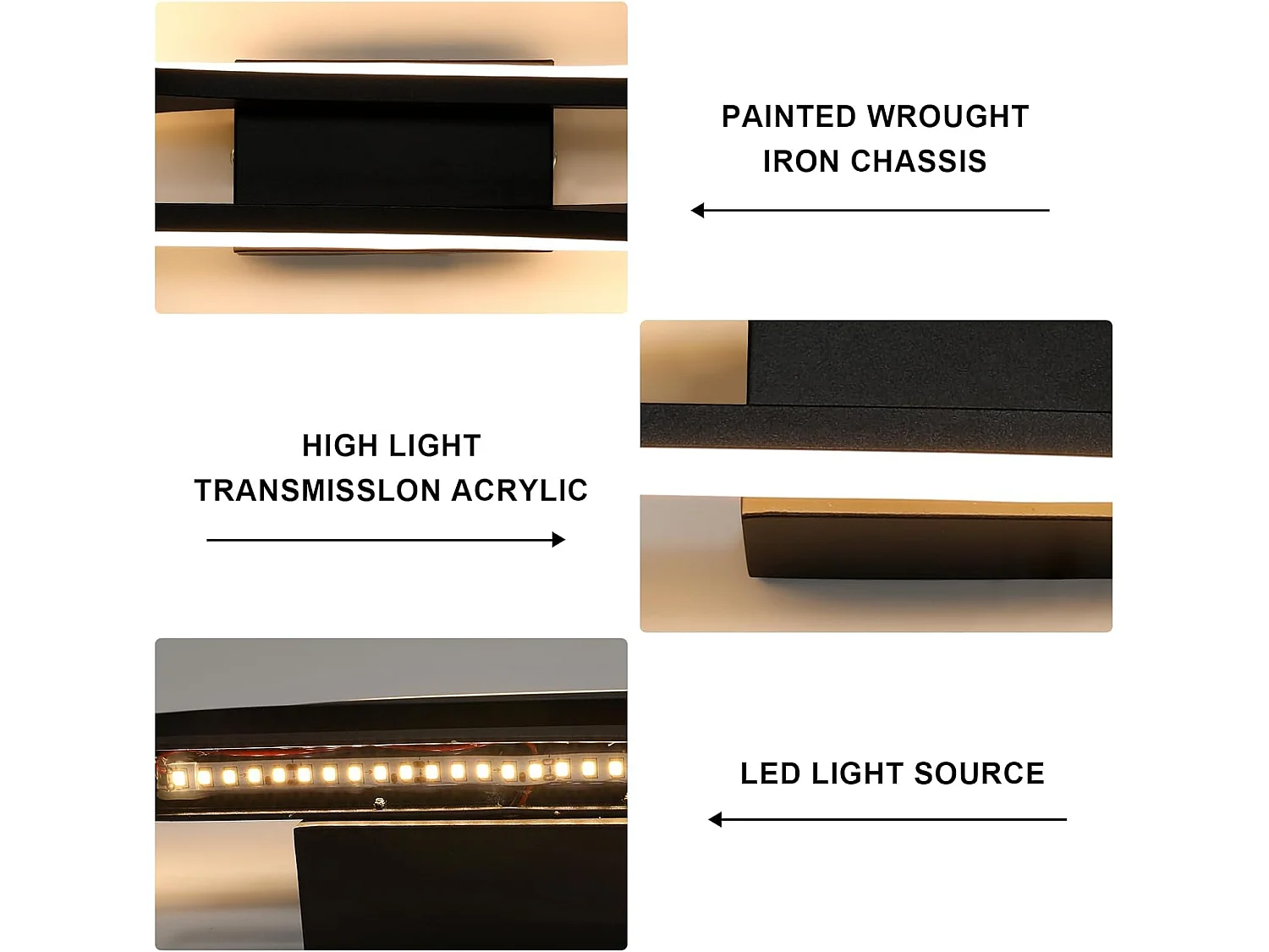 Applique Murale Intérieur LED,16W 2500LM Design Minimaliste Lampe Murale Moderne,Ligne Noire Applique Murale LED pour Chambre Salon,Blanc chaud 3000K