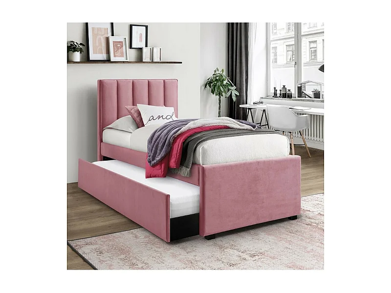 Letto a scomparsa rosa 90 x 200 cm con rete a doghe Tom