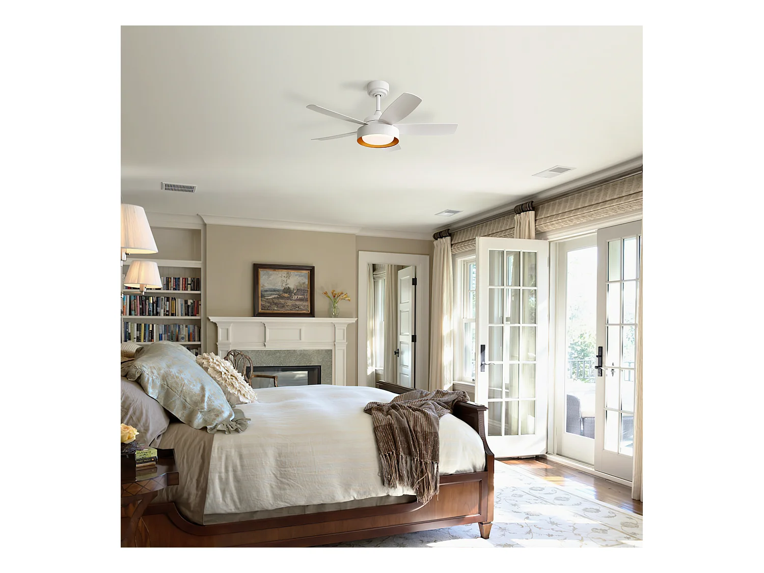 Ventilateur de Plafond Moderne 42 Pouces avec Lumière LED 3CCT, Moteur Réversible, Télécommande – Idéal pour Salon, Chambre, Bureau