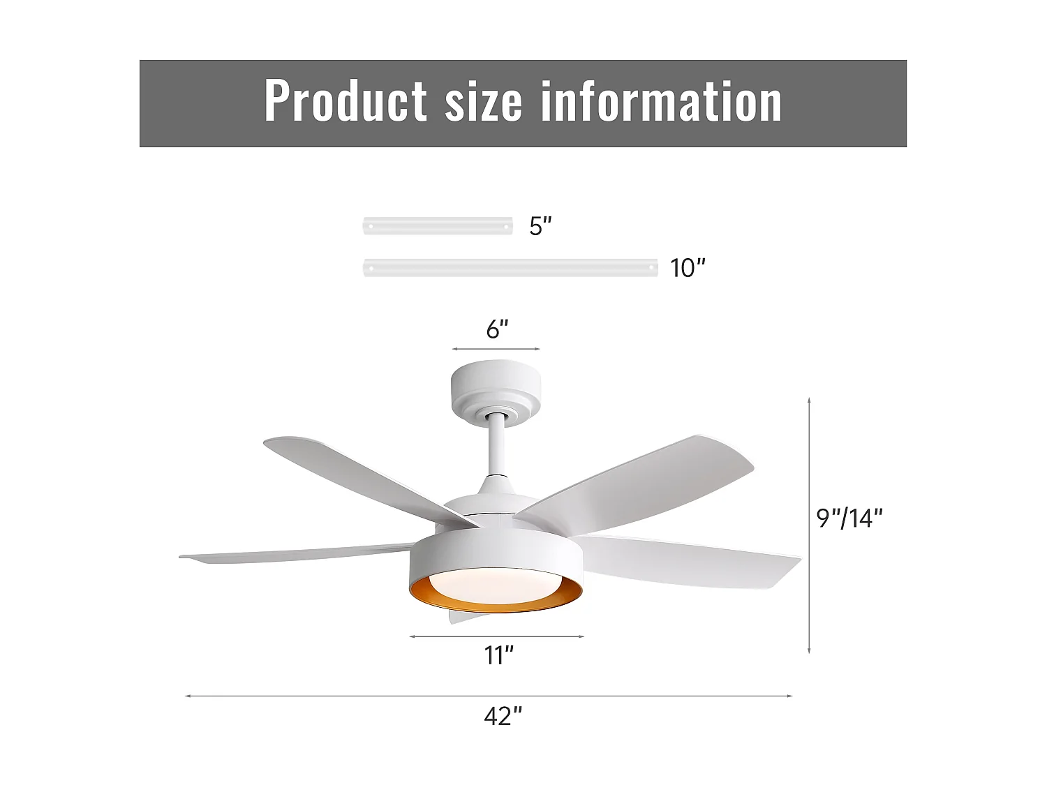 Ventilateur de Plafond Moderne 42 Pouces avec Lumière LED 3CCT, Moteur Réversible, Télécommande – Idéal pour Salon, Chambre, Bureau