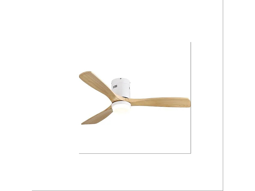 Ventilateur de Plafond Moderne 132 cm Bois avec Lumière LED – Moteur DC Réversible Silencieux – Pour Salon Chambre Patio