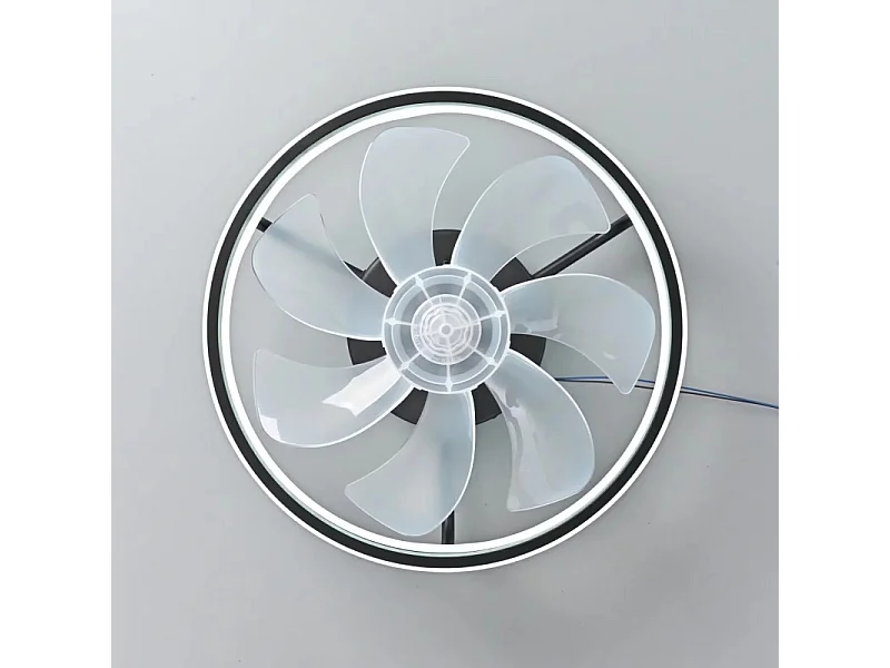 Ventilateur de plafond discret avec éclairage et télécommande, variateur 3 000 K-6 500 K, LED sans pales, montage encastré, style B – Noir