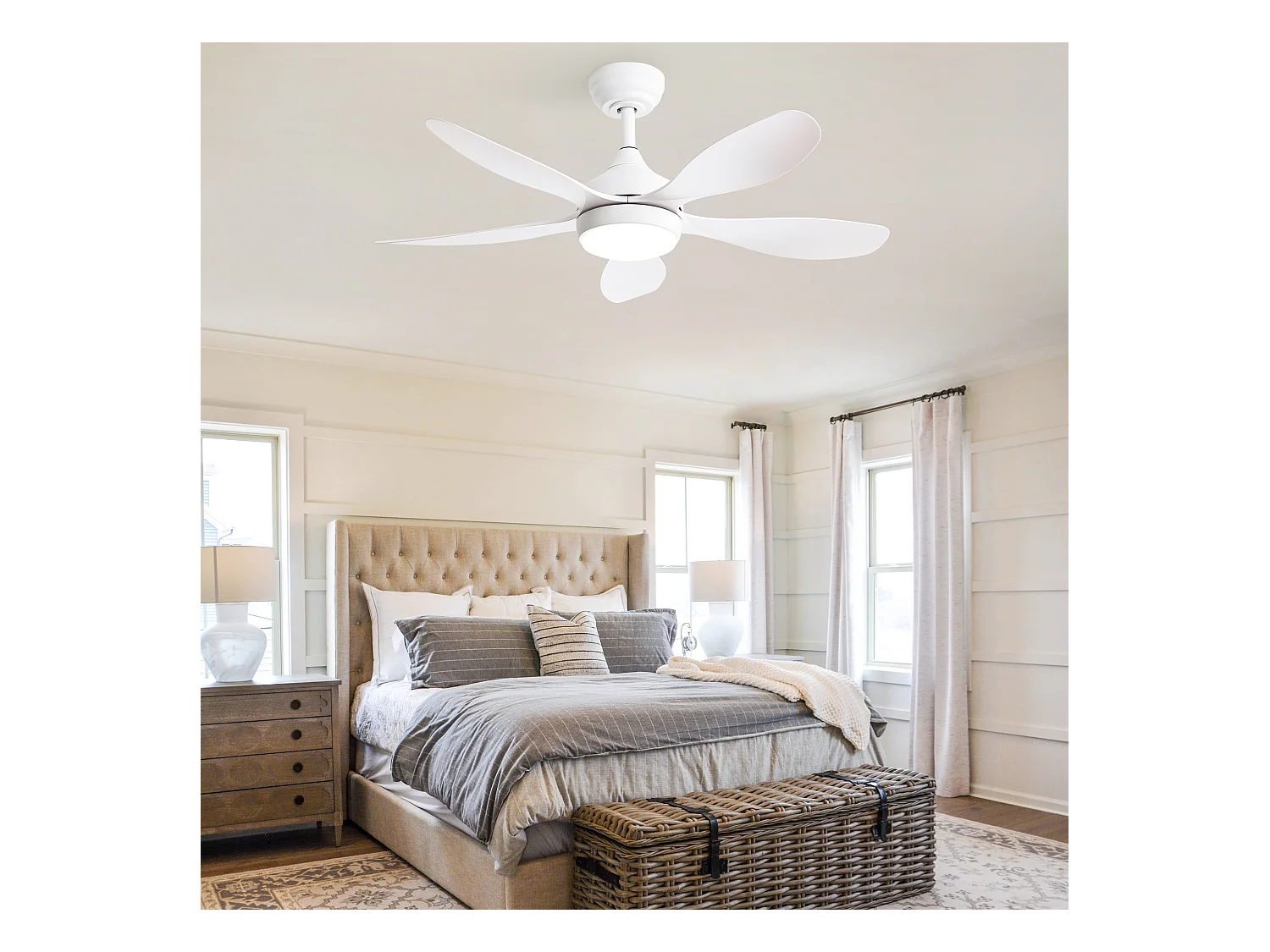 Ventilateur de Plafond 42 Pouces avec Lumière LED 3CCT – Moteur Réversible à Courant Continu – Télécommande – Idéal pour Petites et Moyennes Pièces