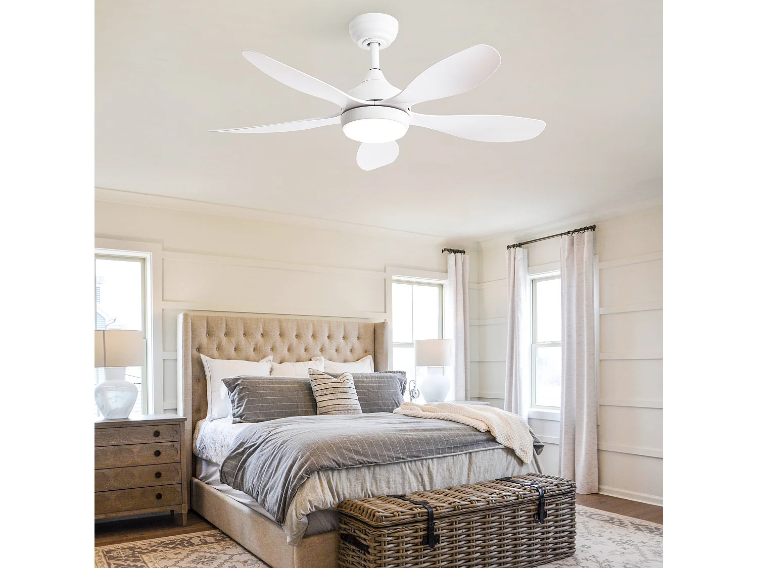 Ventilateur de Plafond 42 Pouces avec Lumière LED 3CCT – Moteur Réversible à Courant Continu – Télécommande – Idéal pour Petites et Moyennes Pièces