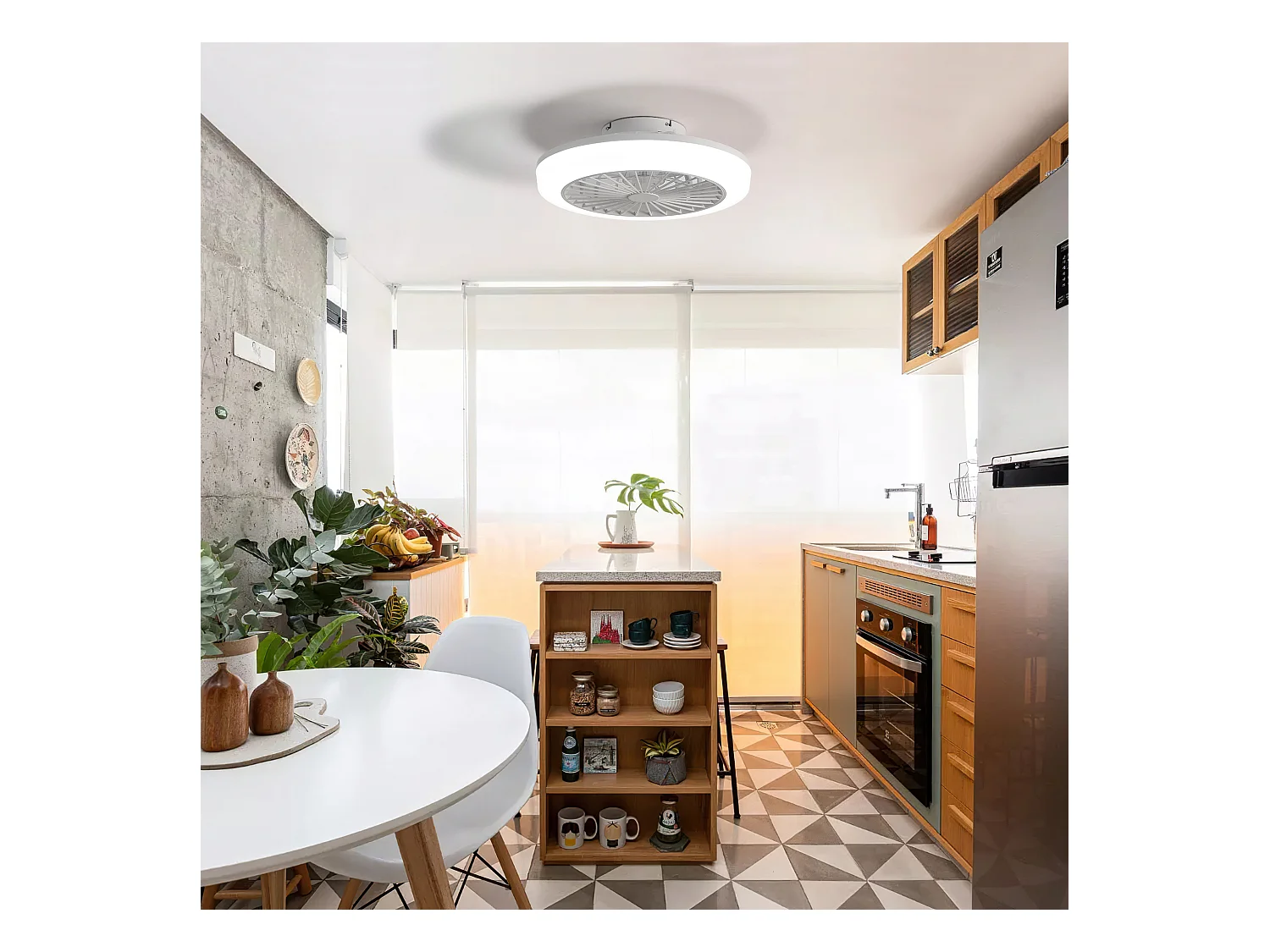 Ventilateur plafond sans pales 18" LED 60W 3CCT, moteur CC, télécommande – chambre, cuisine, bureau