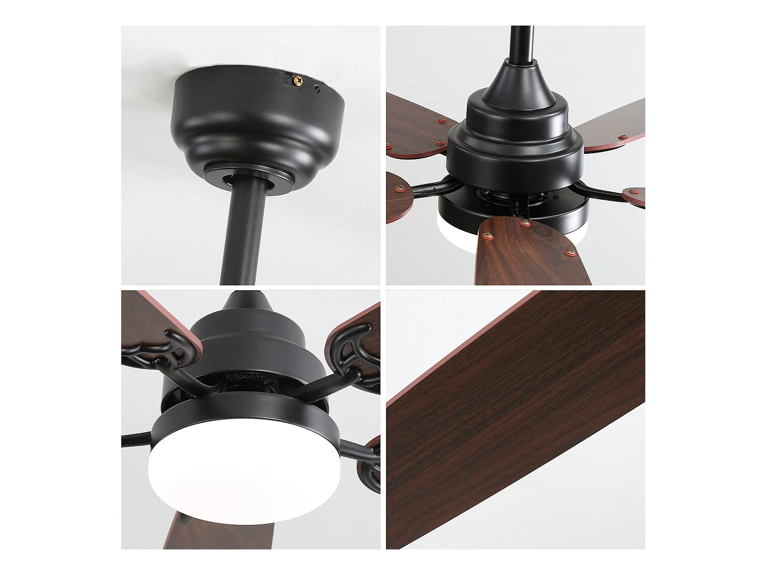 Ventilateur de Plafond Moderne 52 pouces avec Lumière LED 18W - Moteur CC Réversible - Télécommande et Minuterie - Pour Salon, Chambre, Bureau