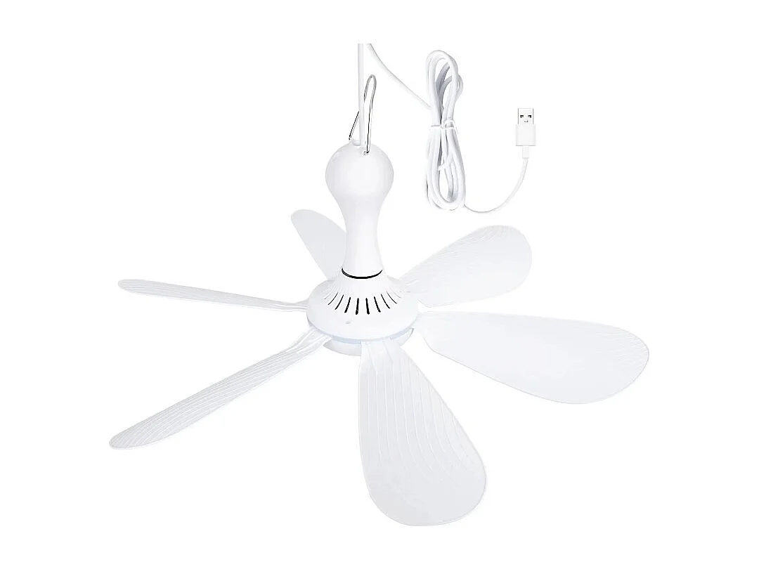 Ventilateur USB silencieux à 6 pales, ventilateur de plafond à 4 vitesses, ventilateur suspendu pour lit de camping, sans télécommande