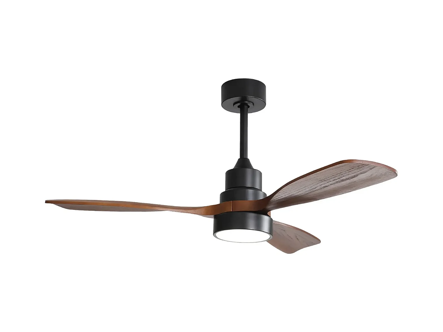 Ventilateur de Plafond 122 cm avec Lumière LED 18W – Moteur DC Réversible – Télécommande – Pales Bois Noyer