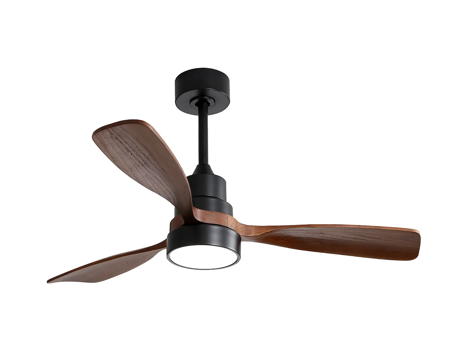 Ventilateur de Plafond 122 cm avec Lumière LED 18W – Moteur DC Réversible – Télécommande – Pales Bois Noyer