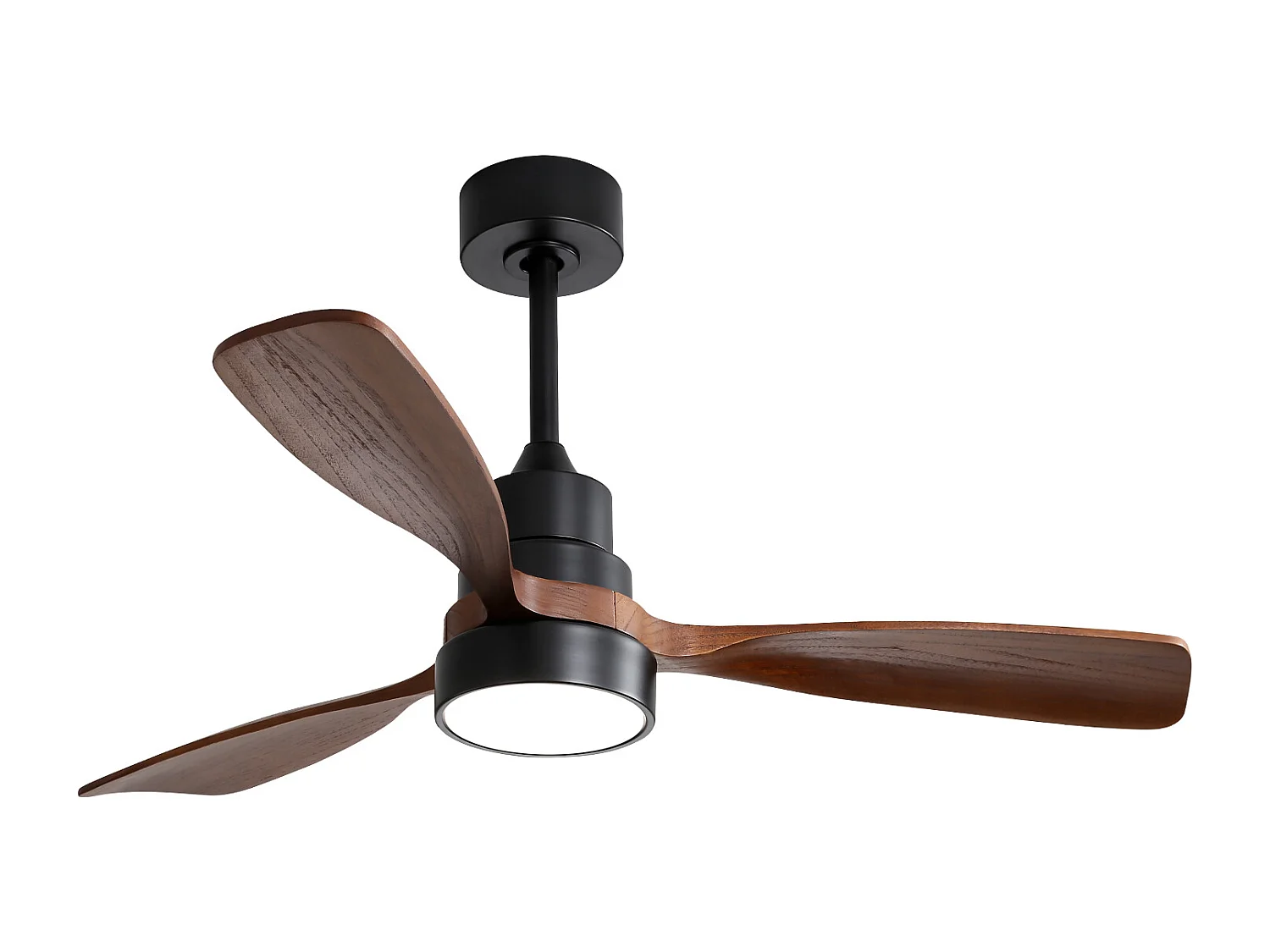 Ventilateur de Plafond 122 cm avec Lumière LED 18W – Moteur DC Réversible – Télécommande – Pales Bois Noyer