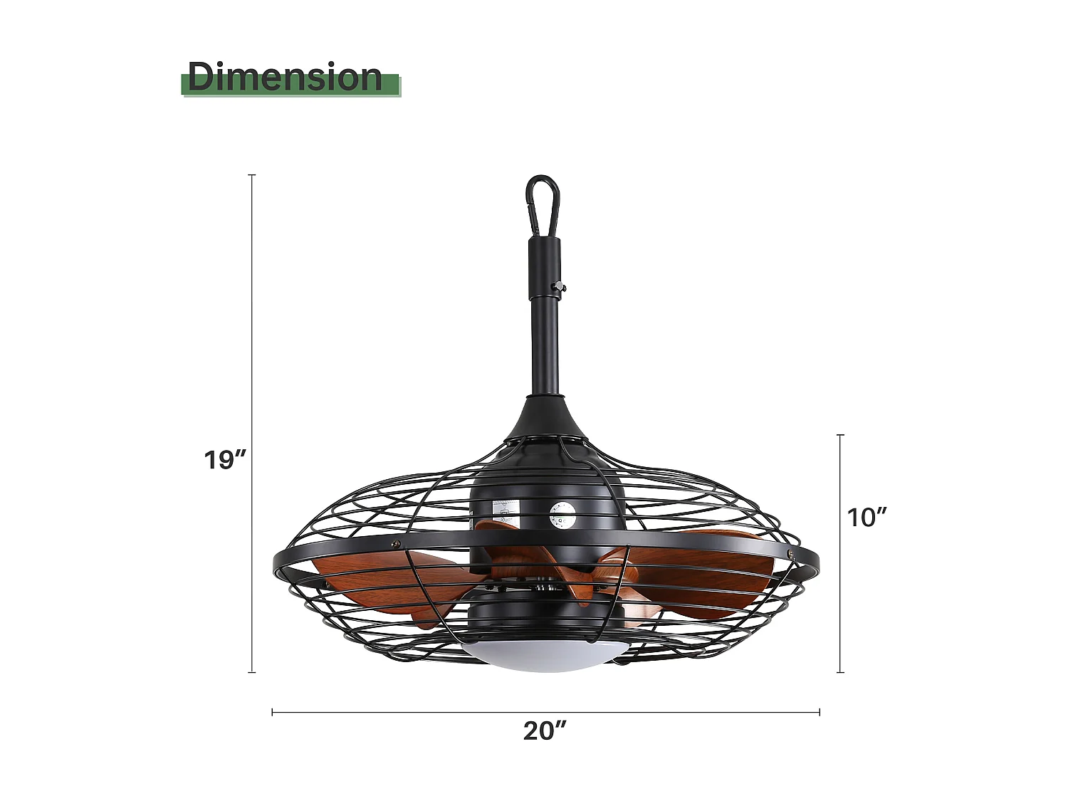 Ventilateur de Plafond Extérieur 20 Pouces - Moteur CC Réversible - LED 18W - Résistant à l'Eau - Télécommande et Minuterie