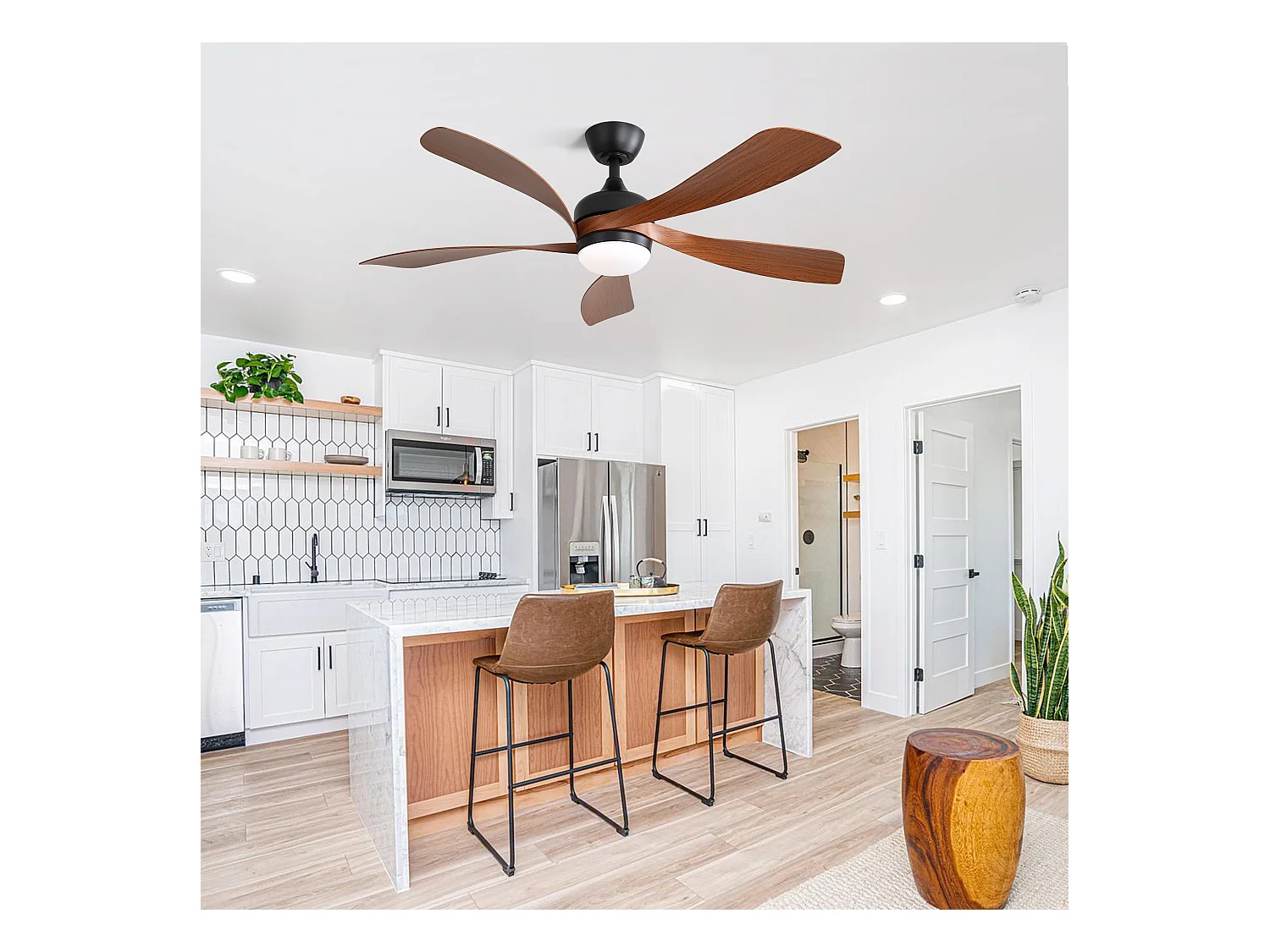 Ventilateur Plafond Moderne 132 cm avec Lumière LED 3CCT – Moteur DC Réversible – Pour Salon, Chambre, Patio