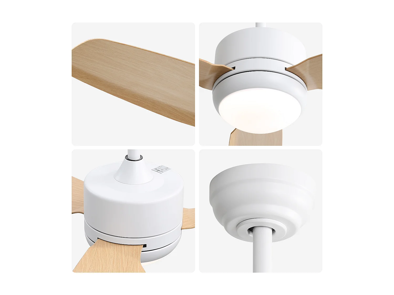 Ventilateur de Plafond Moderne 46 pouces avec Lumière LED 18W 3CCT - Moteur CC Réversible - Télécommande et Minuterie - Pour Salon, Chambre, Bureau