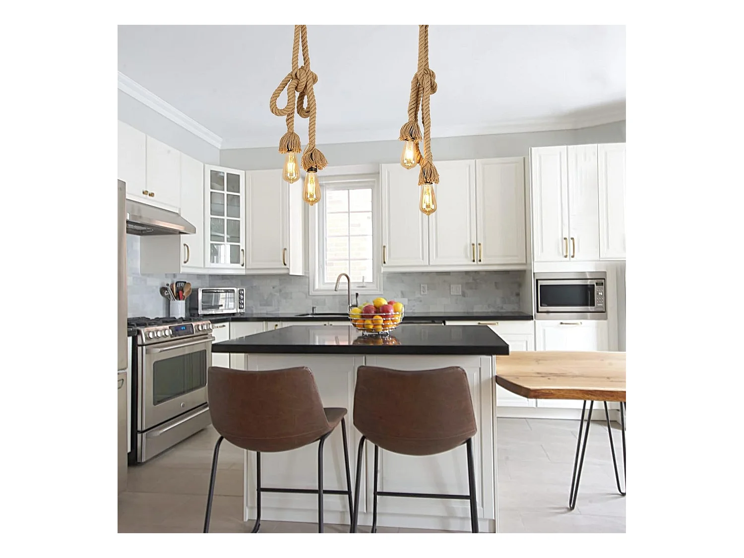 Lustre industriel, lustre en corde de chanvre, plafonnier créatif de salon de restaurant d'hôtel 2M [Classe énergétique E]