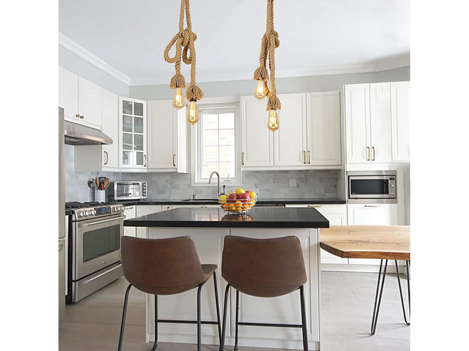 Lustre industriel, lustre en corde de chanvre, plafonnier créatif de salon de restaurant d'hôtel 2M [Classe énergétique E]