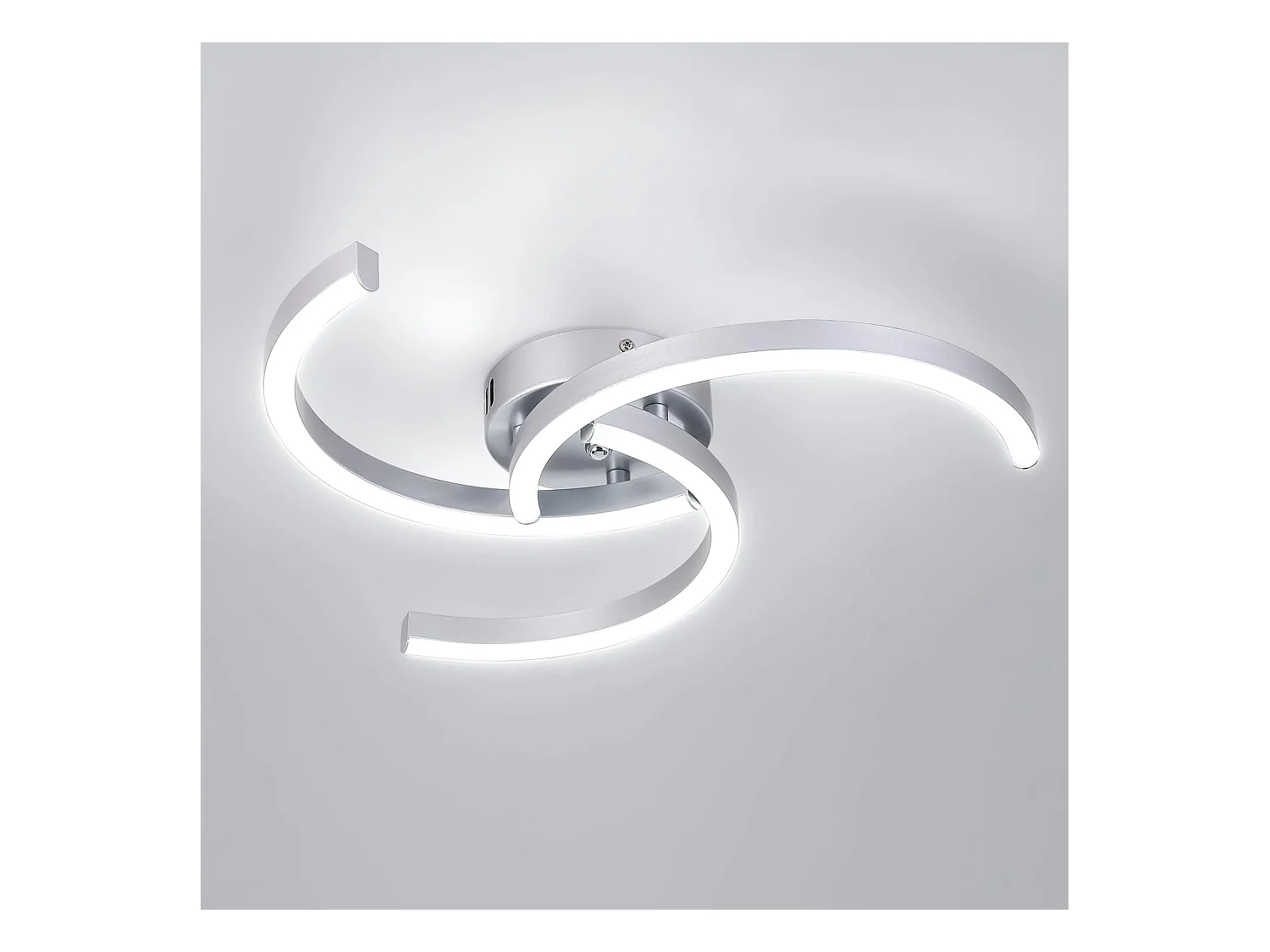 Plafonniers LED Moderne, argenté, Trois à tubes incurvés, 52*7cm,lumière blanche 6500K 24W