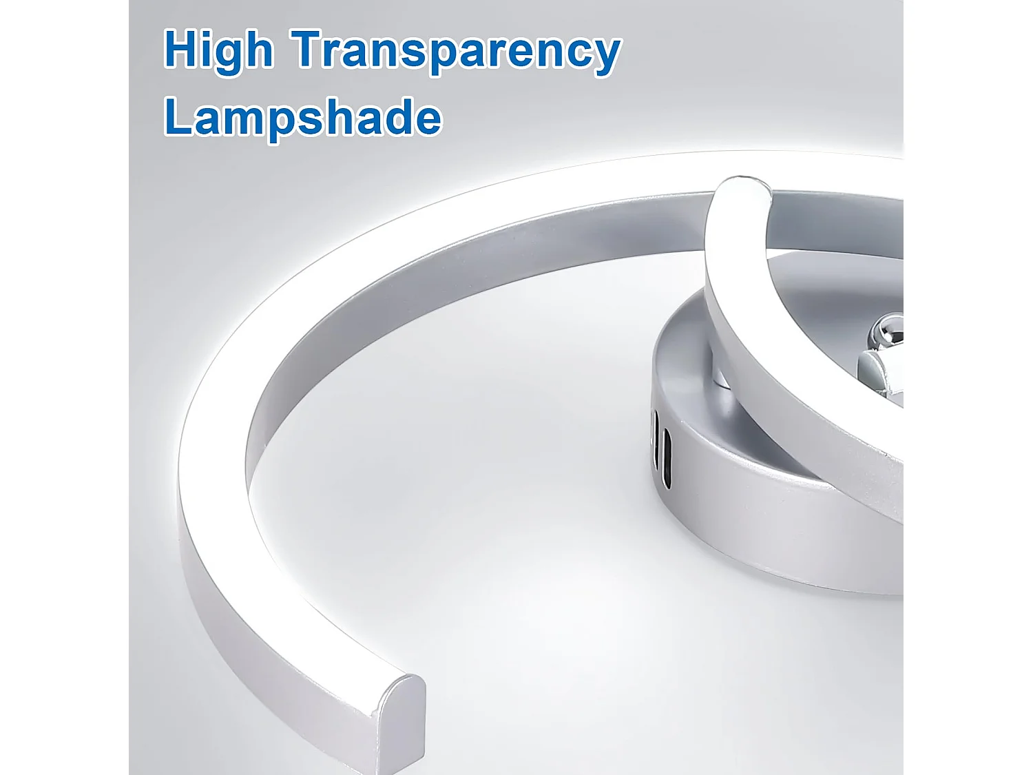 Plafonniers LED Moderne, argenté, Trois à tubes incurvés, 52*7cm,lumière blanche 6500K 24W