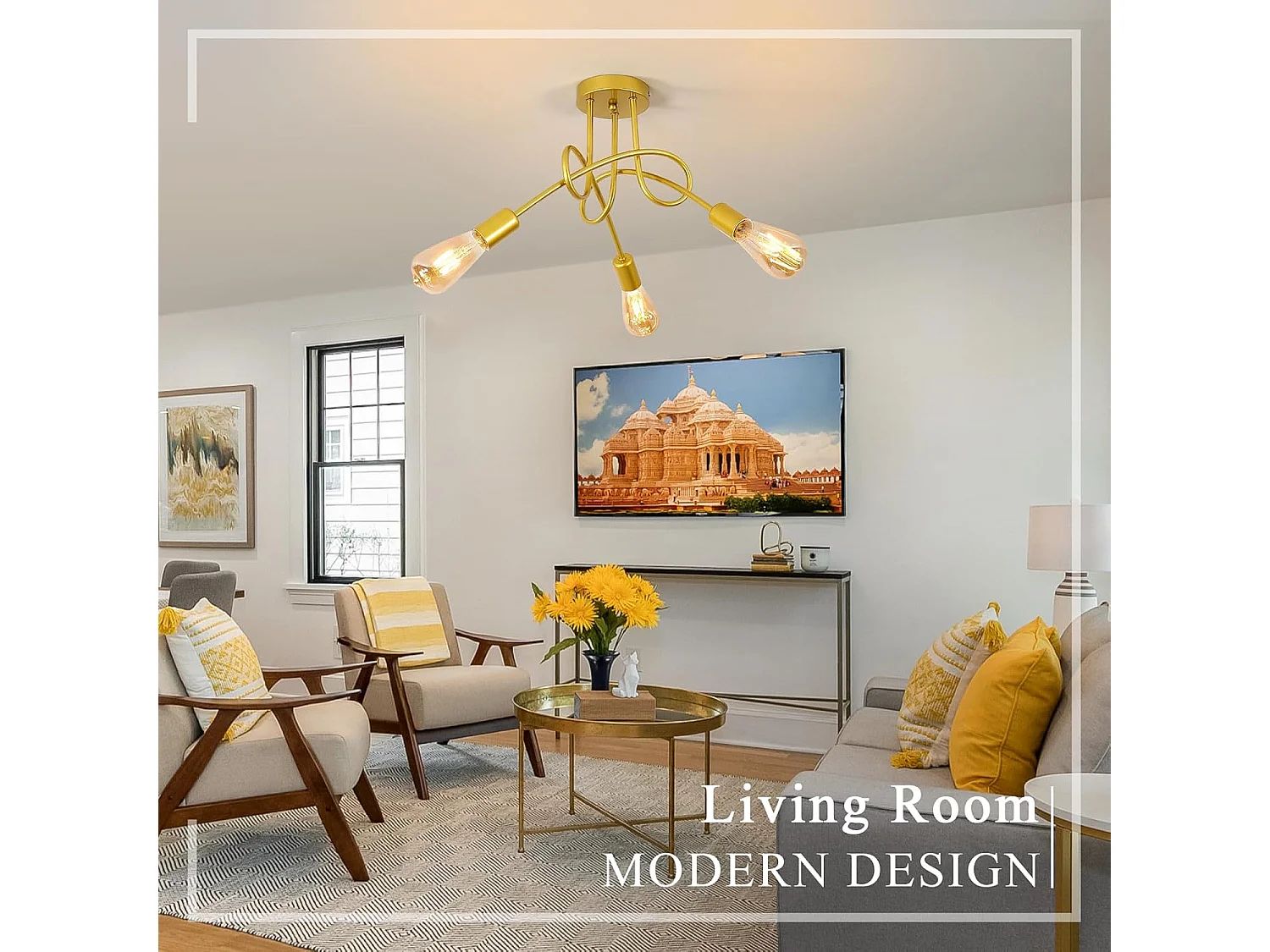 Lustre Chambre à Coucher en Or Plafonnier Industriel E27 3 lumières Vintage en fer pour Salon Cuisine Salle à Manger (Ampoule non incluse)