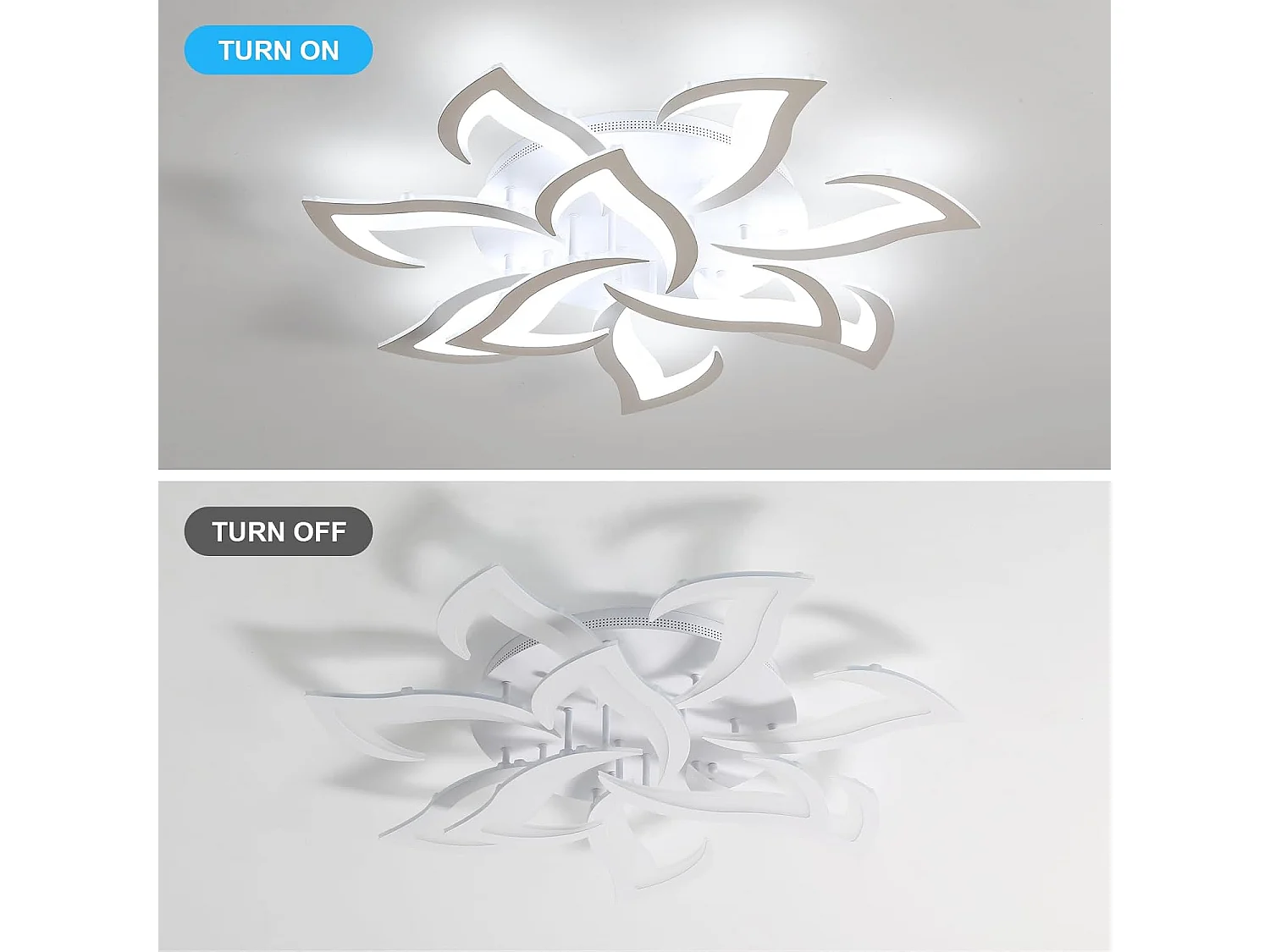 Plafonnier Led Moderne 84W à 10 Têtes,Lustre Salon Blanc en Forme de Fleur,Luminaire Plafonnier Design en Fer et Acrylique,Plafonniere Led 6500K