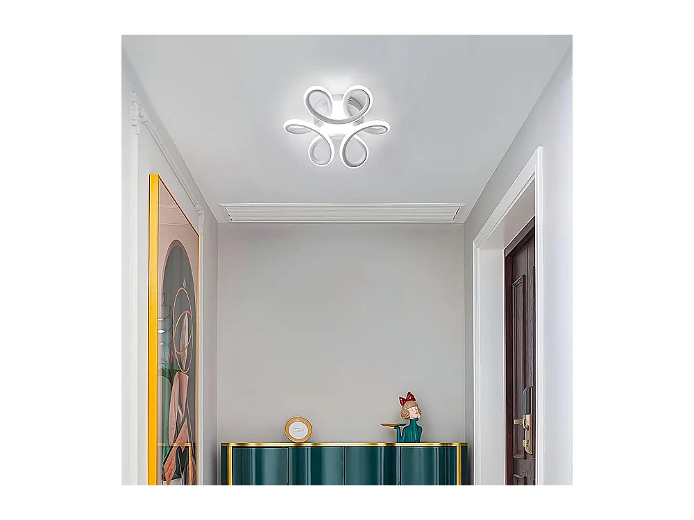 Plafonnier LED,Lampe de Lustre,Design Courbé Moderne Luminaire Plafonnier pour Couloir Balcon Salon Cuisine Salle,30W,Blanc Froid 6000K,Diamètre 26cm