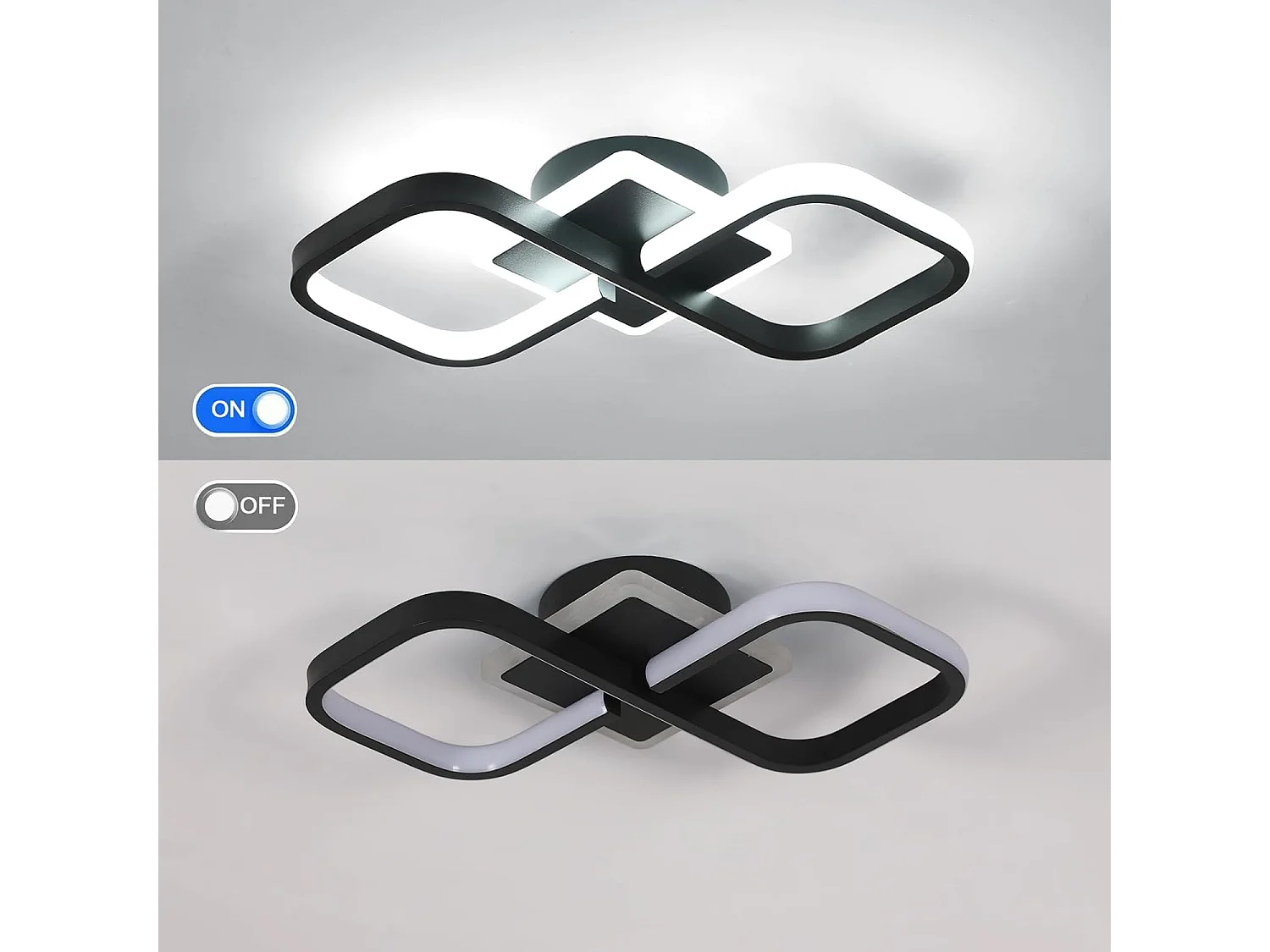 Plafonnier LED Moderne Salon,36W 4050LM 40.5CM Lampe de Plafond LED Noir,Acrylique Éclairage de Plafond LED pour Chambre à Coucher,Blanc Froid 6500K