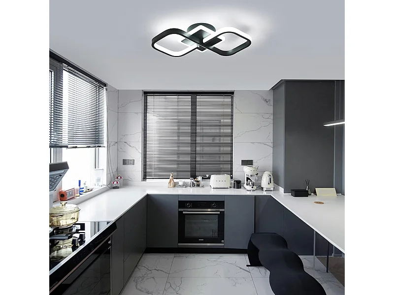 Plafonnier LED Moderne Salon,36W 4050LM 40.5CM Lampe de Plafond LED Noir,Acrylique Éclairage de Plafond LED pour Chambre à Coucher,Blanc Froid 6500K