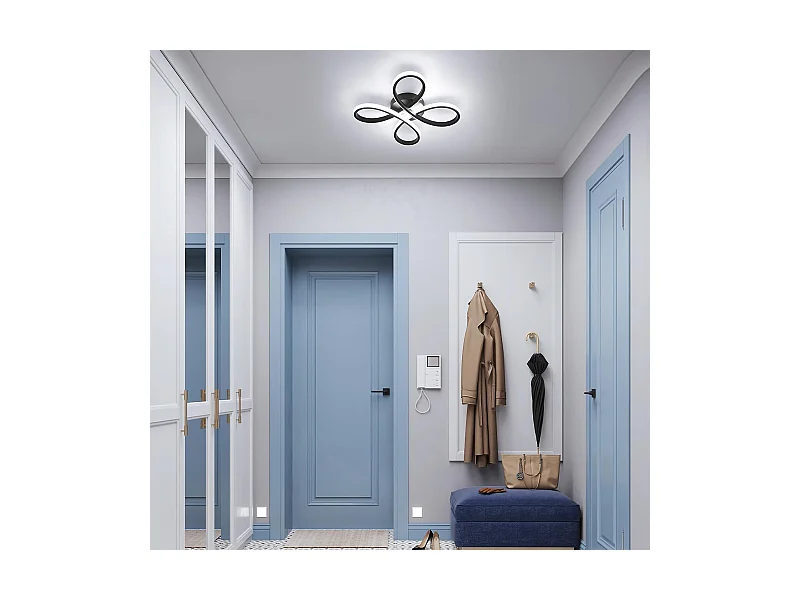 Plafonnier moderne à fleurs - Suspension noire, petit plafonnier 3 couleurs pour chambre, salon, cuisine, couloir, salle de bain, véranda