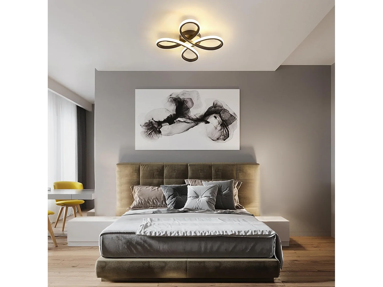 Plafonnier moderne à fleurs - Suspension noire, petit plafonnier 3 couleurs pour chambre, salon, cuisine, couloir, salle de bain, véranda