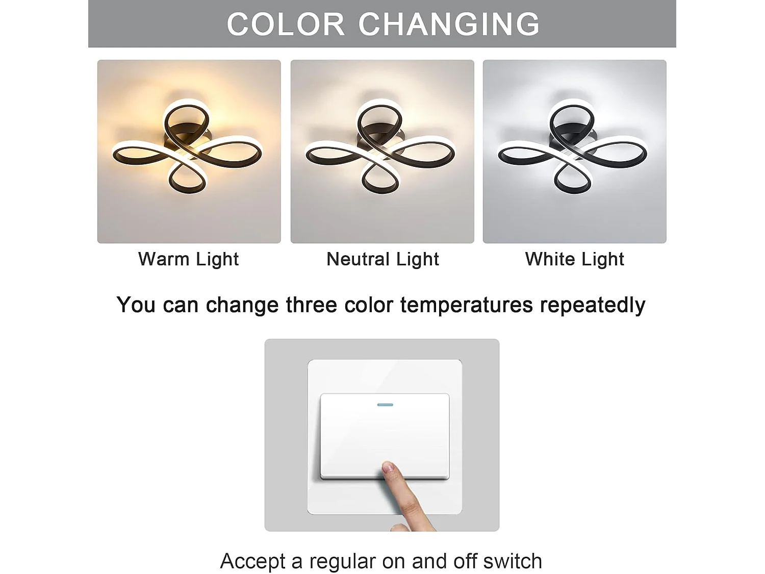 Plafonnier moderne à fleurs - Suspension noire, petit plafonnier 3 couleurs pour chambre, salon, cuisine, couloir, salle de bain, véranda