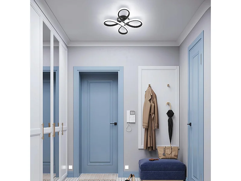 Plafonnier moderne à fleurs - Suspension noire, petit plafonnier 3 couleurs pour chambre, salon, cuisine, couloir, salle de bain, véranda