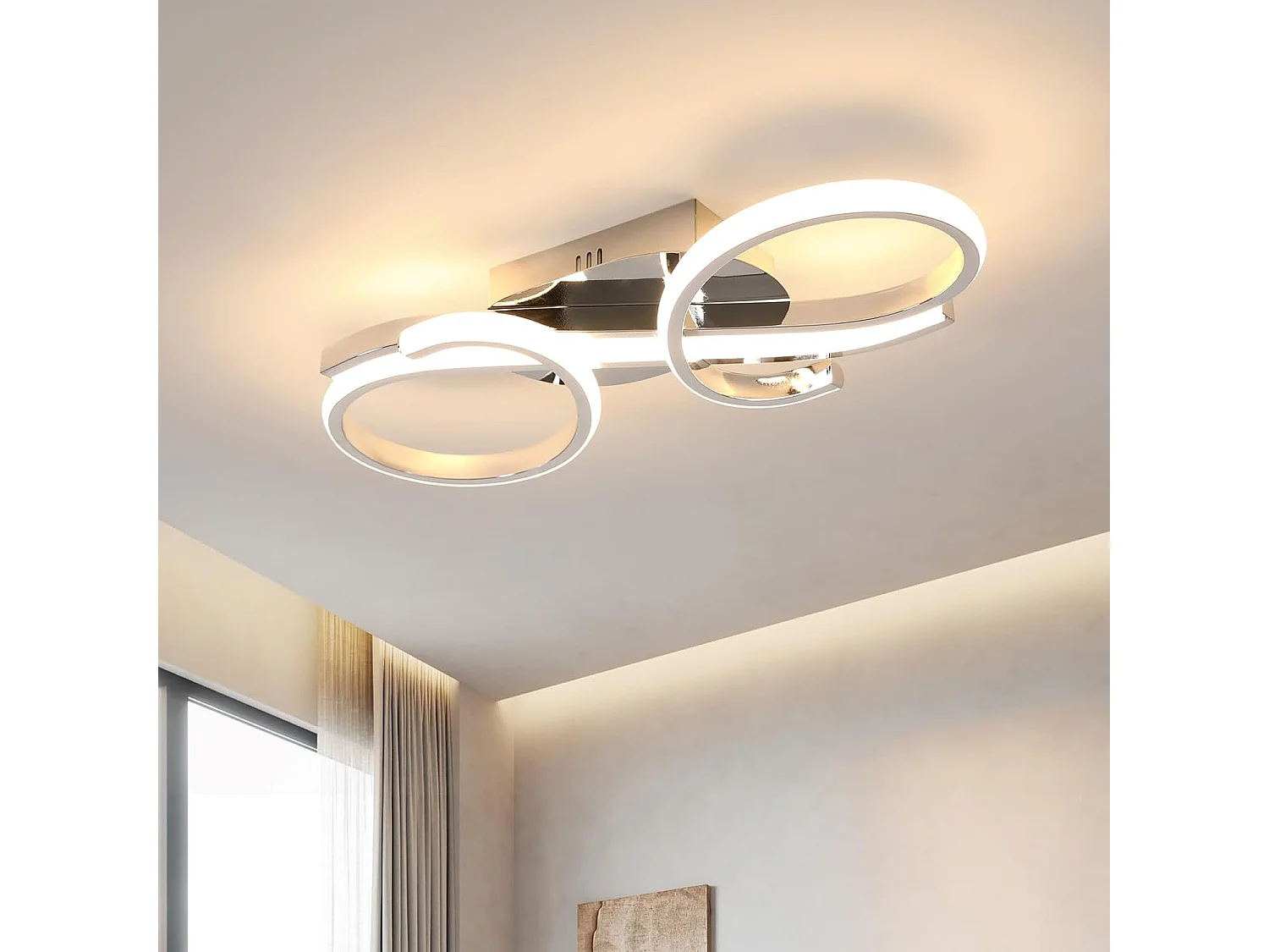 Plafonnier LED Moderne,36W 4000LM,Luminaire Plafonnier au Design Géométrique Créatif,Lampe de Plafond ,Blanc Chaud 3000K,Dimensions Dia 42*16cm