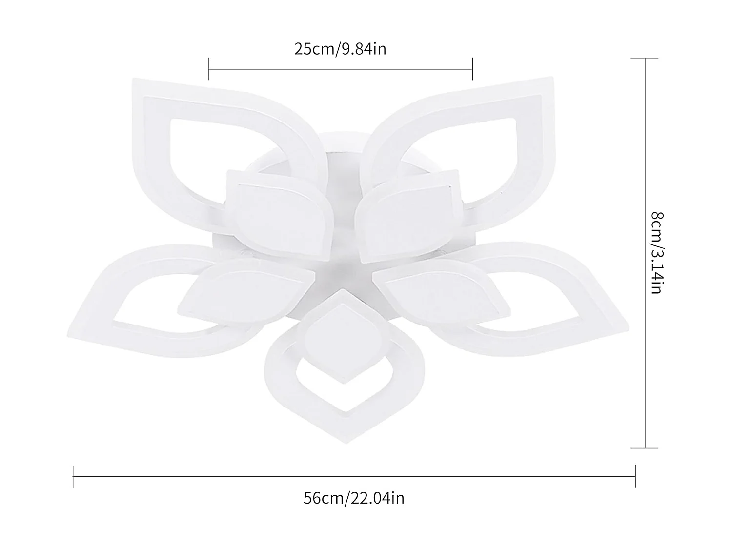 Plafonnier LED Salon Moderne,65W 7312LM Luminaire Plafonnier LED Créatif Pétales Design 56CM,Acrylique Lampe de Plafond LED Blanc,Blanc Chaud 3000K