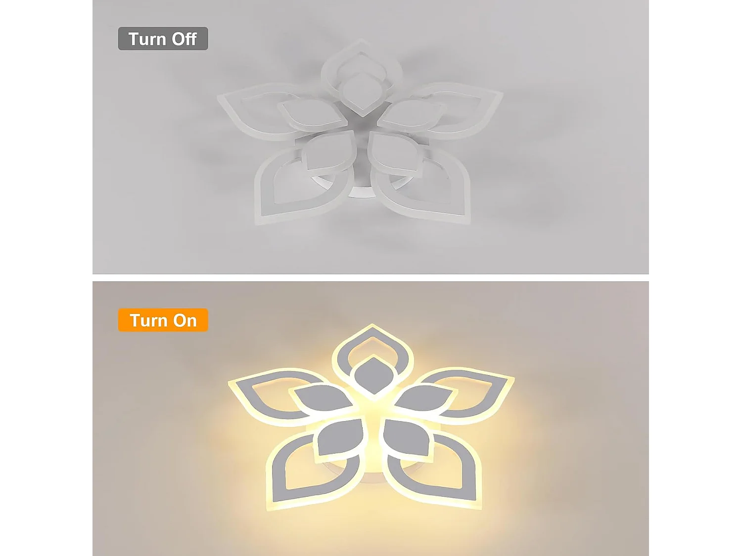 Plafonnier LED Salon Moderne,65W 7312LM Luminaire Plafonnier LED Créatif Pétales Design 56CM,Acrylique Lampe de Plafond LED Blanc,Blanc Chaud 3000K