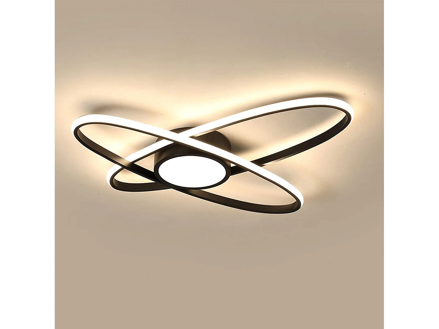 Plafonnier LED noir moderne universel,suspension LED, plafonnier ovale encastré pour salon,salle à manger,chambre à coucher,cuisine