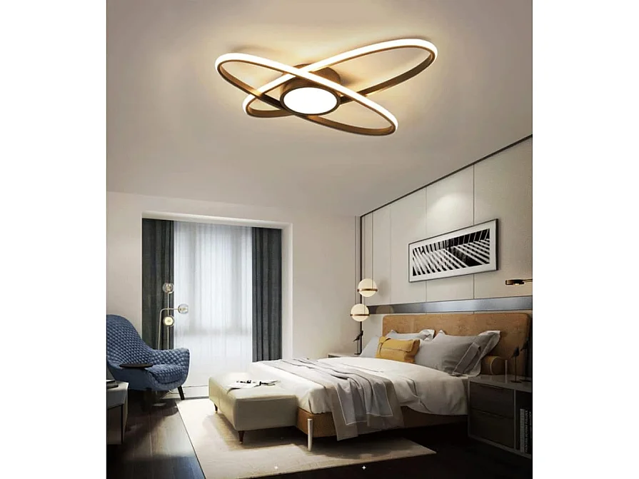 Plafonnier LED noir moderne universel,suspension LED, plafonnier ovale encastré pour salon,salle à manger,chambre à coucher,cuisine