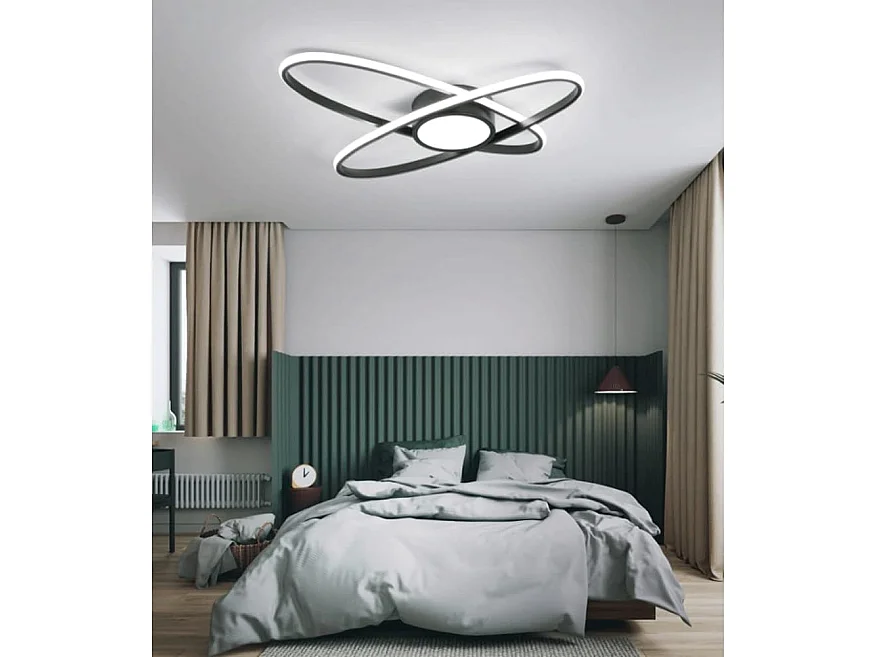 Plafonnier LED noir moderne universel,suspension LED, plafonnier ovale encastré pour salon,salle à manger,chambre à coucher,cuisine