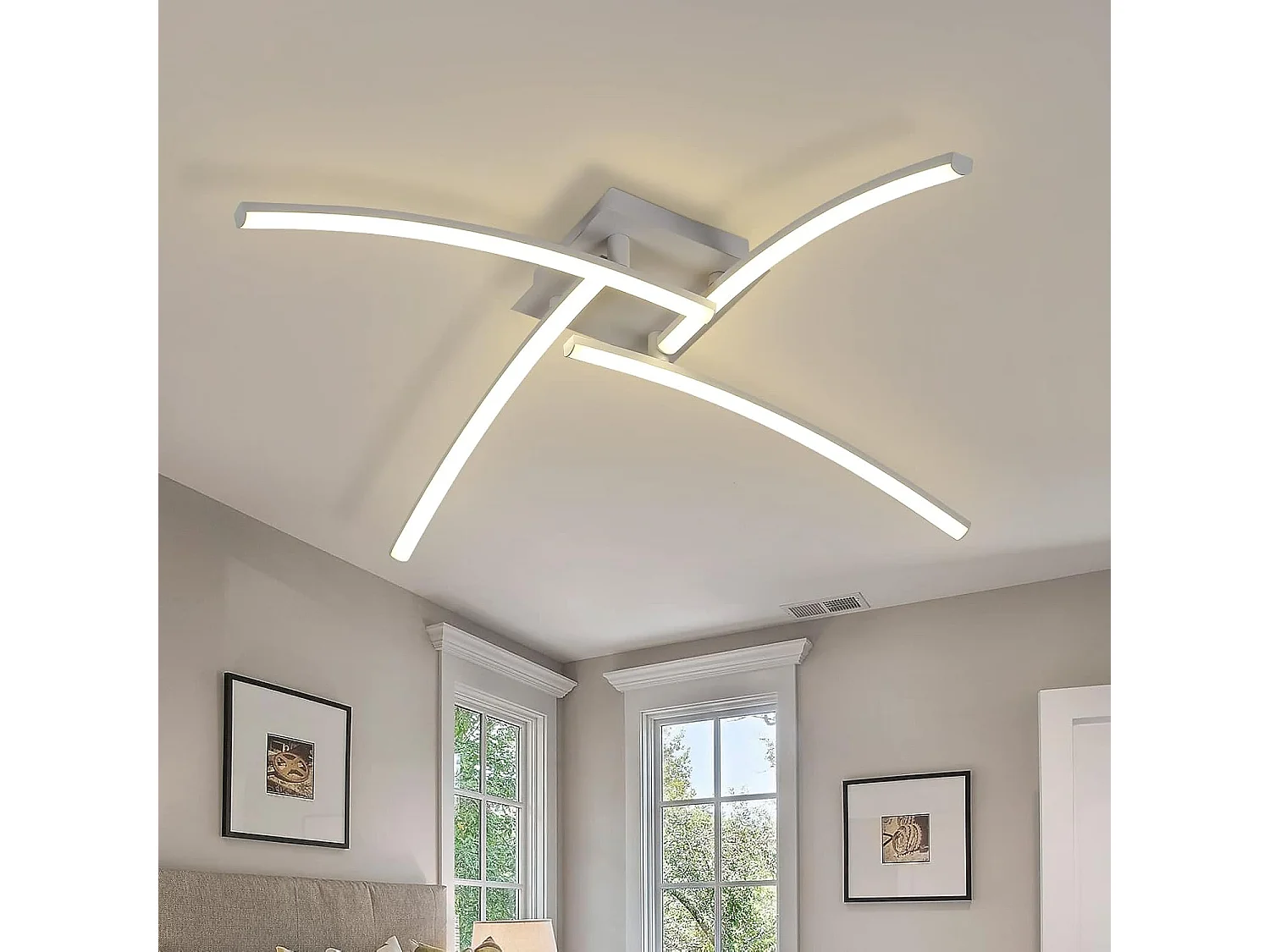 Plafonnier LED Moderne, 4 lumières Luminaire Plafonnier 24W 2000LM LED Lampe Plafond, Lumière Blanche Neutre 4000K Encastrés Plafond pour Salon